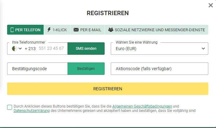 Bei BetWinner anmelden: Registrieren und online einloggen